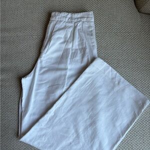 Zara - Linen Blend Full Length Pant - Small - White
